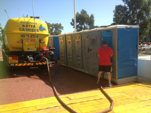 Supplying water for portable toilets